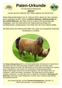 Hier sehen Sie ein Beispiel einer Patenschafts-Urkunde